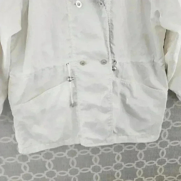 Vintage Current Seen White Hoodie Button Windbreaker Women's M - Picture 6 of 10